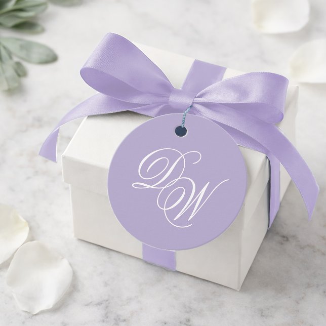 Monogram Lavender Wedding Simple Lila Classic Geschenkanhänger (Von Creator hochgeladen)