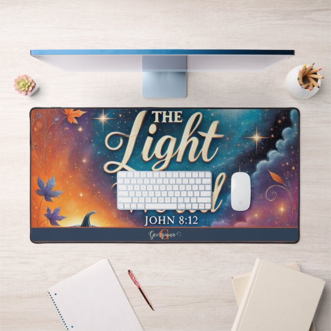 Monogram Lebendige Christliche Halloween Bibelvers Schreibtischunterlage (Büro 1)