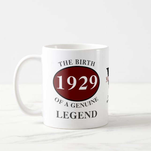 Monogram Legend 1929 Fügen Sie Ihren Namen hinzu Kaffeetasse (Links)