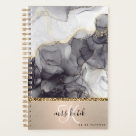 Monogram-Lehrer-Planner aus Gold und schwarzem Mar Planer