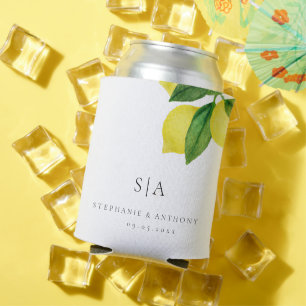 Monogram Lemon Citrus Branch Greenerity Wedding Dosenkühler