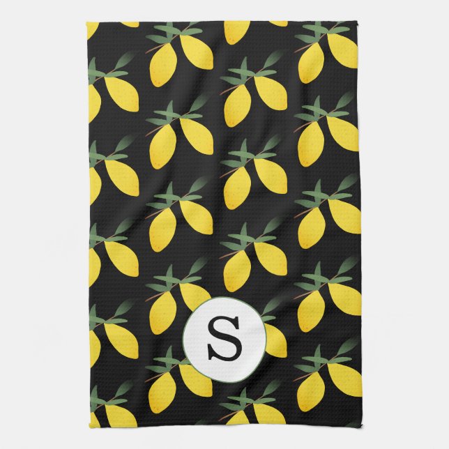 Monogram Lemon Citrus Geschirrtuch (Vertikal)