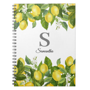 Monogram Lemon Citrus Name Notizblock