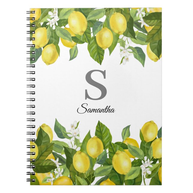 Monogram Lemon Citrus Name Notizblock (Vorderseite)