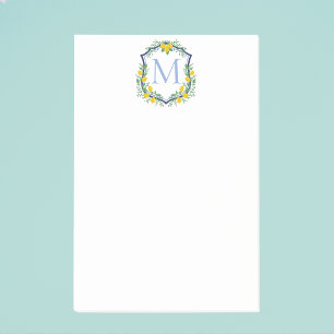 Monogram Lemon Wappen, Blau und Weiß, kundenspezif Post-it Klebezettel