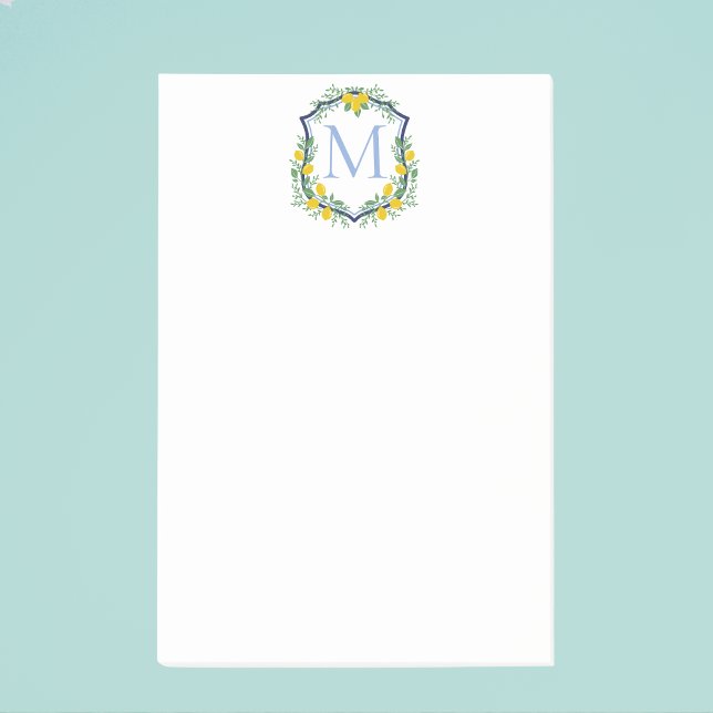 Monogram Lemon Wappen, Blau und Weiß, kundenspezif Post-it Klebezettel (Von Creator hochgeladen)