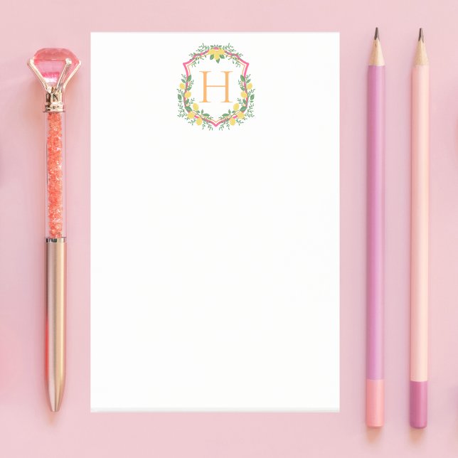Monogram Lemon Wappen, Pink & Orange Custom Post-it Klebezettel (Von Creator hochgeladen)