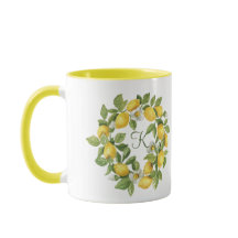 Monogram Lemons Wreath Green Yellow