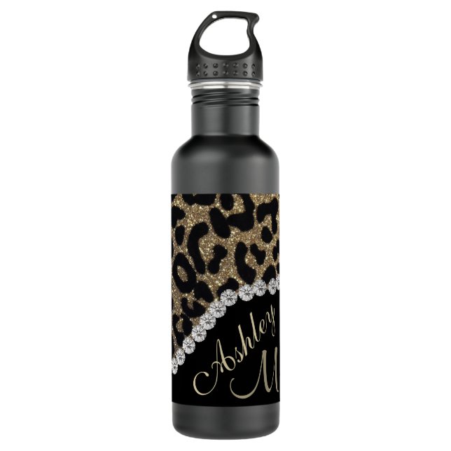Monogram Leopard Diamon Glitzer Stainless Steel Wa Edelstahlflasche (Vorderseite)