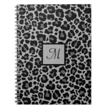 Monogram Leopard Print Animal Cheetah Gray Initial