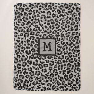Monogram Leopard Print Initial Elegant Animal Gray Sherpadecke