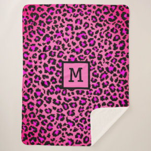 Monogram Leopard Print Initial Elegant Animal Pink Sherpadecke