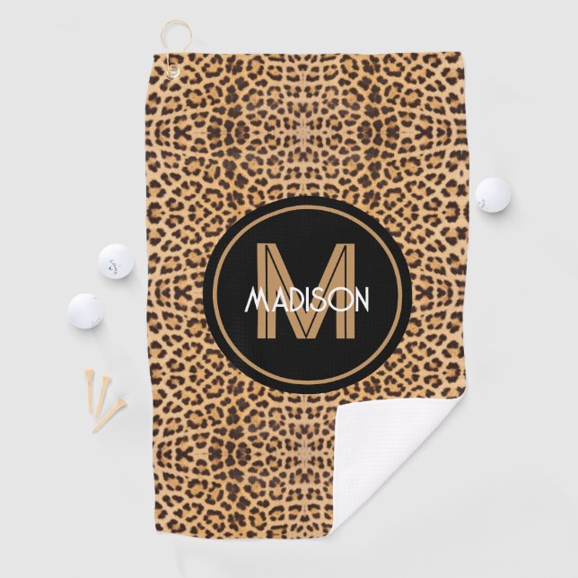 Monogram Leopard Print Personalisiert Ladys Golfhandtuch (Insitu)