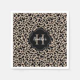 Monogram Leopard Print Serviette