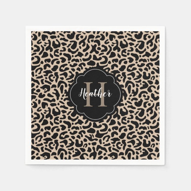 Monogram Leopard Print Serviette (Vorderseite)
