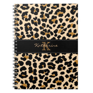Monogram Leopard Print Spiral Notebook Notizblock