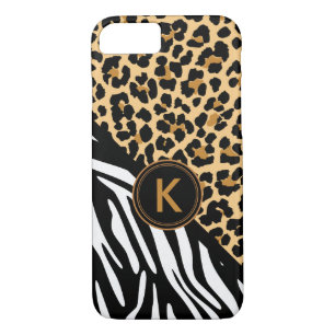 Monogram Leopard Zebra Print iPhone Case