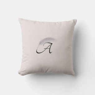 Monogram Letter A Angel Feaaaaal Blush Pink Kissen