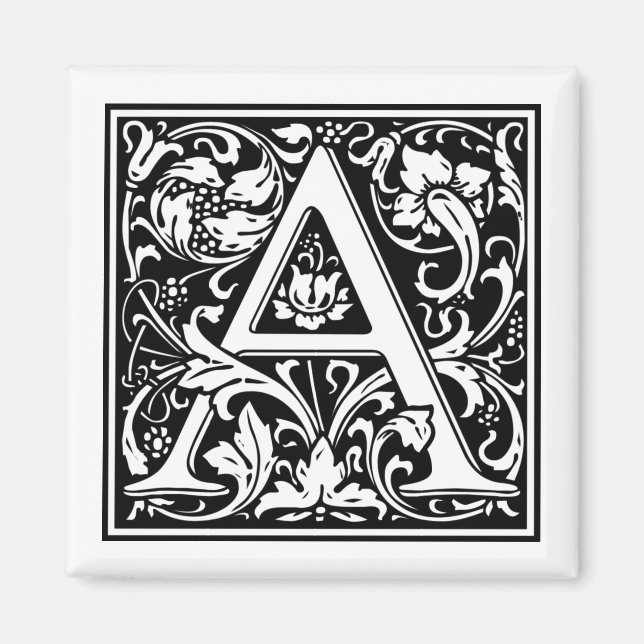 Monogram Letter A William Morris Style Magnet (Vorne)