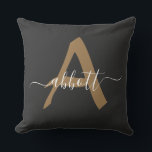 Monogram Letter and Name Individuelle Name Kissen<br><div class="desc">Einfache und elegante Monogramm Buchstaben und Name. Personalisiere.</div>