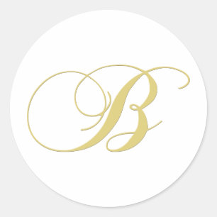 Monogram Letter B Golden Single Runder Aufkleber