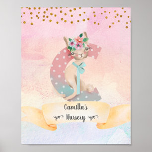 Monogram Letter C Fashion Cat Baby Girl Kinderzimm Poster