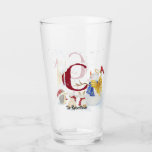 Monogram Letter C Snowy Christmas Angel Snowman Glas<br><div class="desc">Monogram Letter C Snowy Christmas Angel Snowman. Der süße,  niedliche und so zauberhafte Engelsschneemann und seine Waldfreunde,  der Kardinal,  der Igel und ein Liebespaar Hasen spielen in einem Winterwunderland voller Schnee. Copyright,  Audrey Jeanne Roberts.</div>
