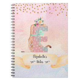 Monogram Letter E Baby Giraffe Girl Daily Diary Notizblock