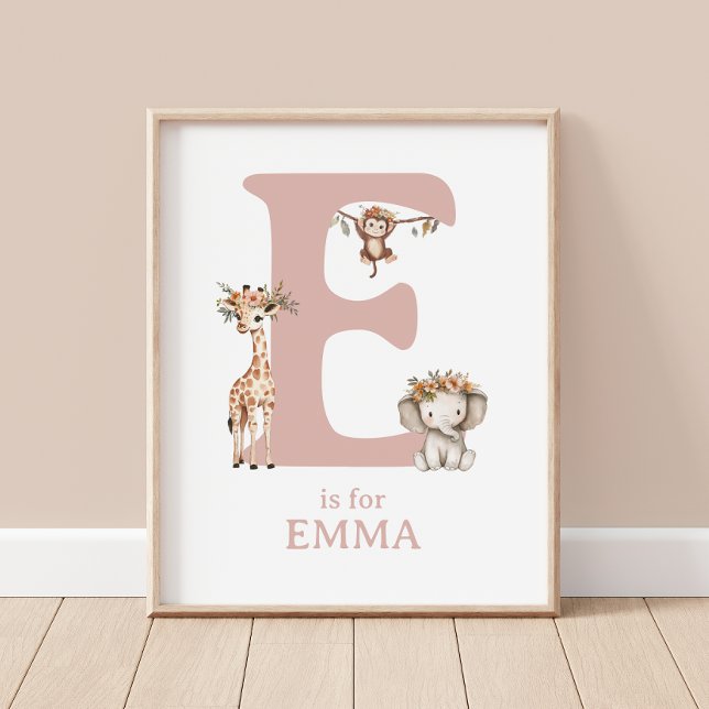 Monogram Letter E Boho Jungle Theme Kinderzimmer W Poster (Von Creator hochgeladen)