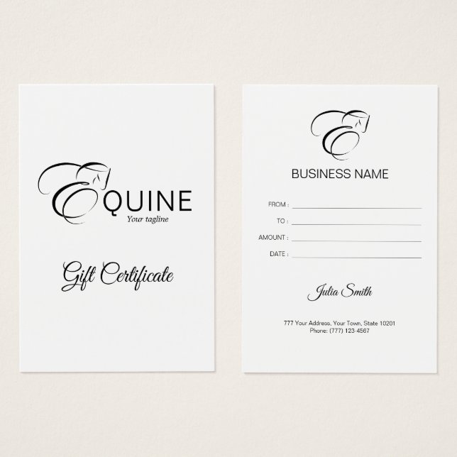 Monogram Letter E Horse (Vorne & Hinten)