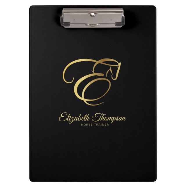 Monogram Letter E Horse Klemmbrett (Vorderseite)