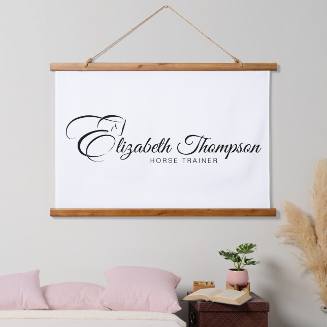 Monogram Letter E Horse Wandteppich Mit Holzrahmen (Schlafzimmer)