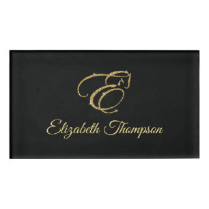 Monogram Letter E Pferd in Gold Glitzer Namenschild