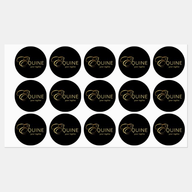 Monogram Letter E Pferd in Goldfarbe Etiketten (Blatt)