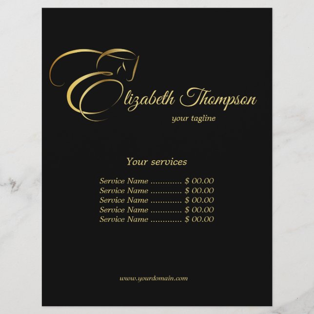 Monogram Letter E Pferd in Goldfarbe Flyer (Vorne)