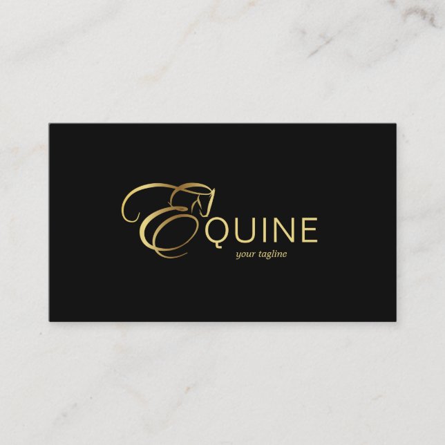 Monogram Letter E Pferd in Goldfarbe Visitenkarte (Vorderseite)