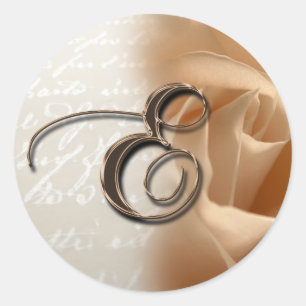 Monogram Letter E Rose Foto Wedding Umschlag Aufkl Runder Aufkleber