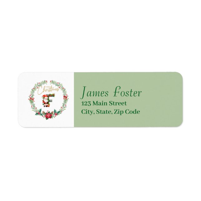 Monogram Letter F Christmas Wreath w/Santa Claus (Vorne)