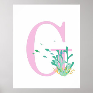 Monogram Letter G Pink Aquamarin Cornflakes Poster