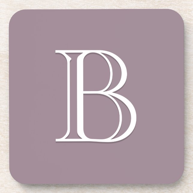 Monogram Letter Initial Elegant Lila und weiß Getränkeuntersetzer (Vorderseite)