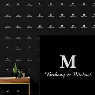 Monogram Letter Initials & Name(n) Grau auf schwar Tapete