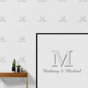Monogram Letter Initials & Name(n) Gray on Gray Tapete