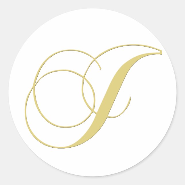 Monogram Letter J Golden Single Runder Aufkleber (Vorderseite)
