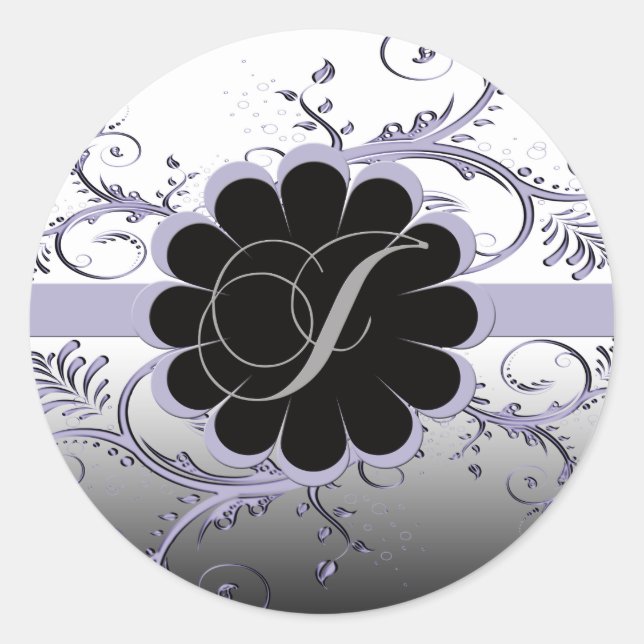 Monogram Letter J Violet Runder Aufkleber (Vorderseite)