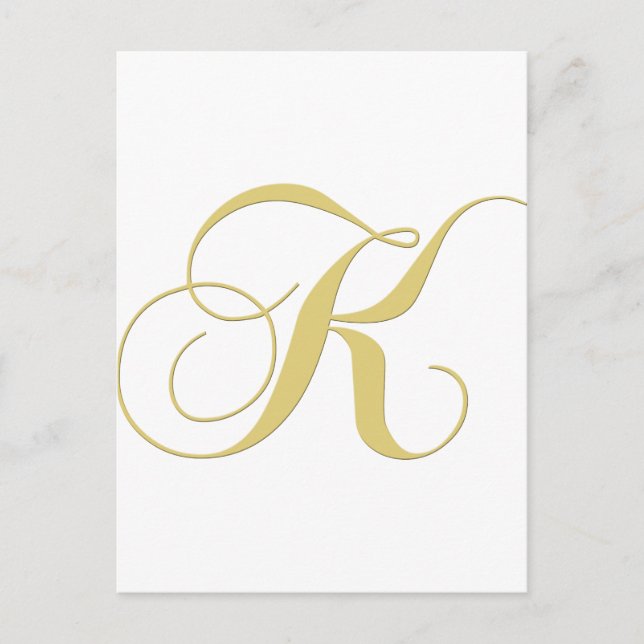 Monogram Letter K Golden Single Postkarte (Vorderseite)