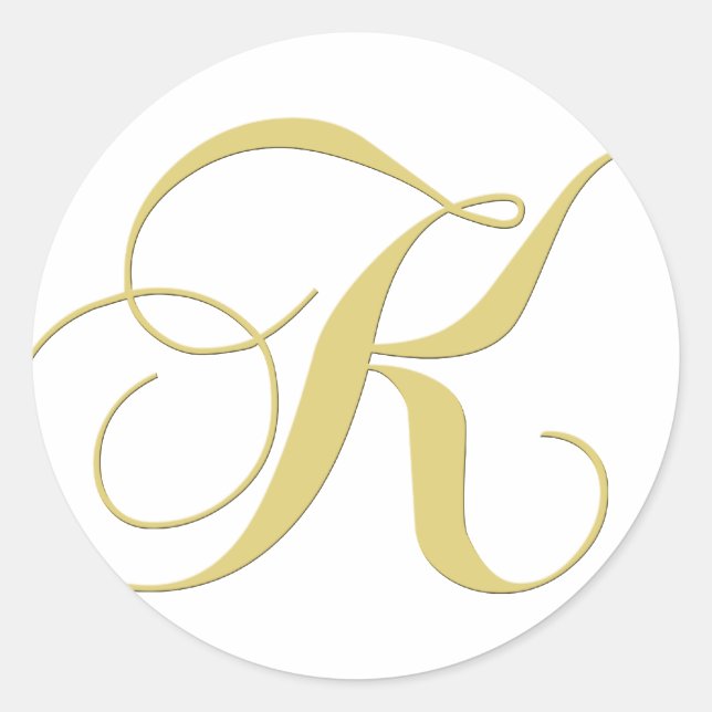 Monogram Letter K Golden Single Runder Aufkleber (Vorderseite)