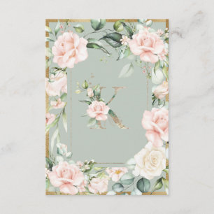 Monogram Letter K Green Floral Dankeskarte