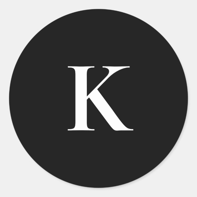 Monogram Letter K Sticker – Black & White Minimal  (Vorderseite)
