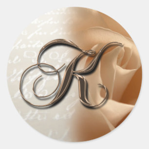 Monogram Letter K Wedding Envelope Sticker