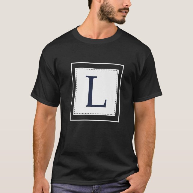 Monogram Letter L Alphabet L Initial Navy Blue T-Shirt (Vorderseite)